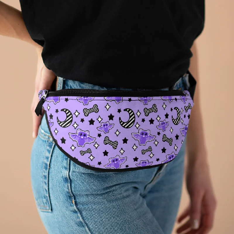Affordable Handbags Magical Kawaii Spooky Bats Purple Fanny Pack