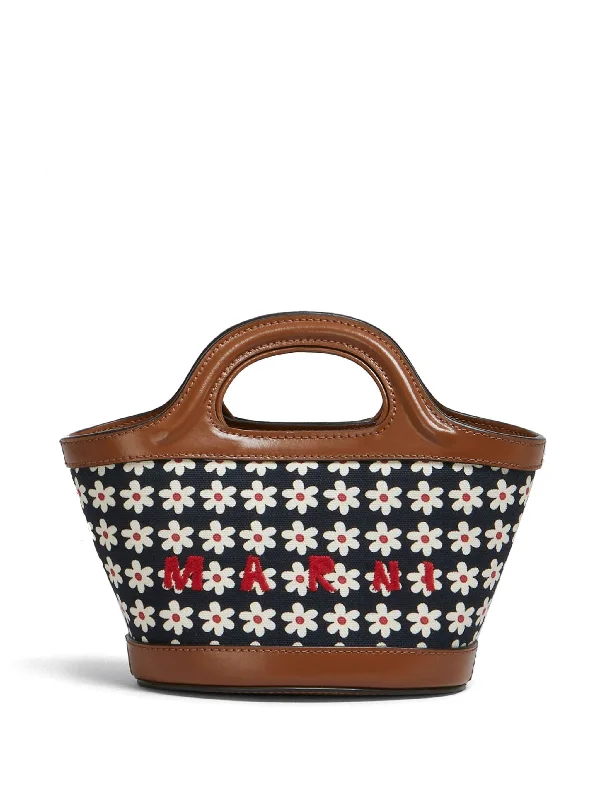 Bold Fashionistas MARNI - Women Leather And Striped Canvas Micro Bag