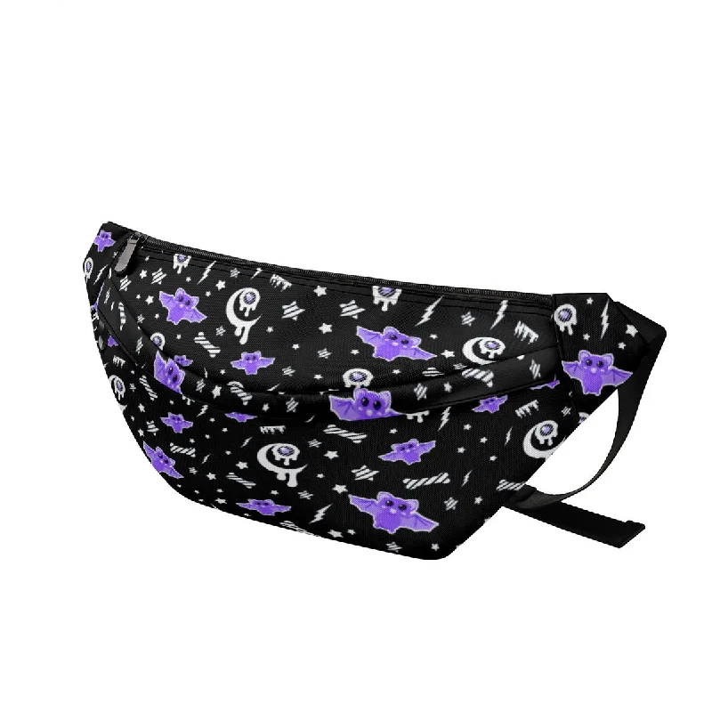 Limited Edition Bags For Collectors Milky Bat Night Large Fanny Pack Bag (Black)