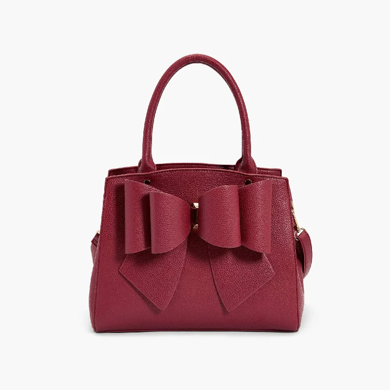 Bag For Luxury Lovers Instant Shipping! Park Double Bowtie Satchel - Berry
