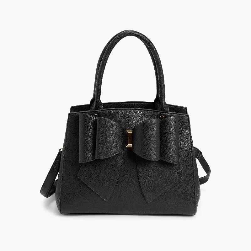 Bag For Modern Fashion Instant Shipping! Park Double Bowtie Satchel - Black