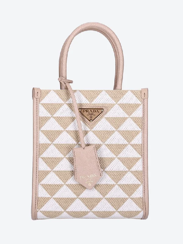 Lightweight And Functional Bags For Travel And Work Prada Symbole embroidered fabric mini bag