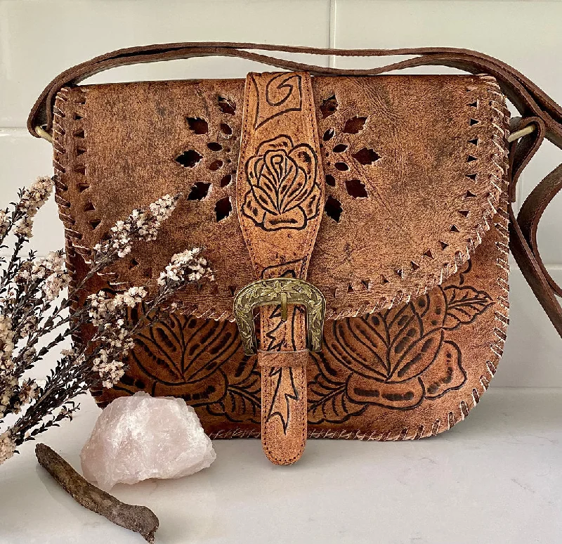 Seasonal Clearance Bags For Summer Rose Saddle Bag - Vintage Tan
