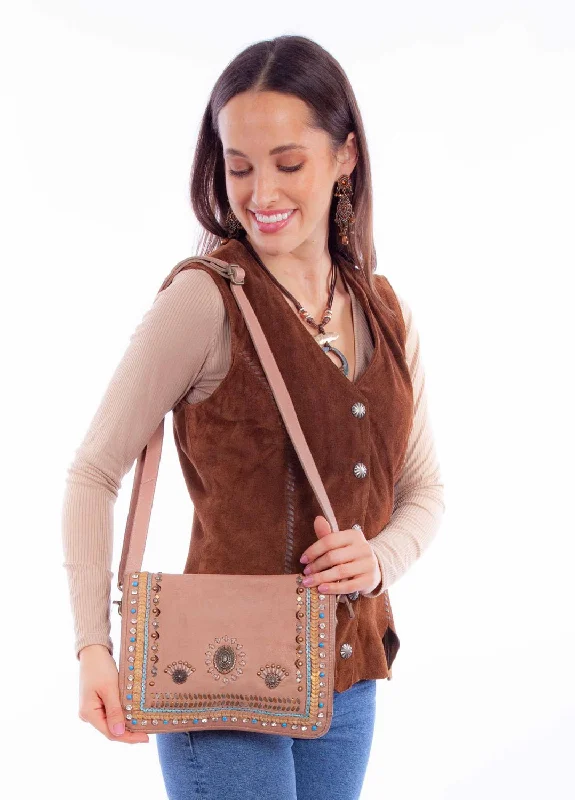 Versatile Bags That Suit Any Outfit Or Event Scully Womens Brass Studwork Sand Leather Bucket Bag