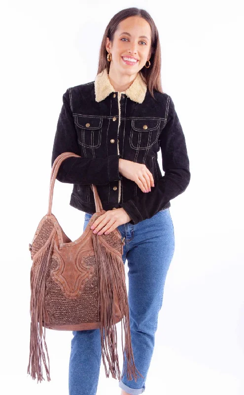 Stylish And Affordable Bags For Every Occasion Scully Womens Western Motif Brown Leather Bucket Bag