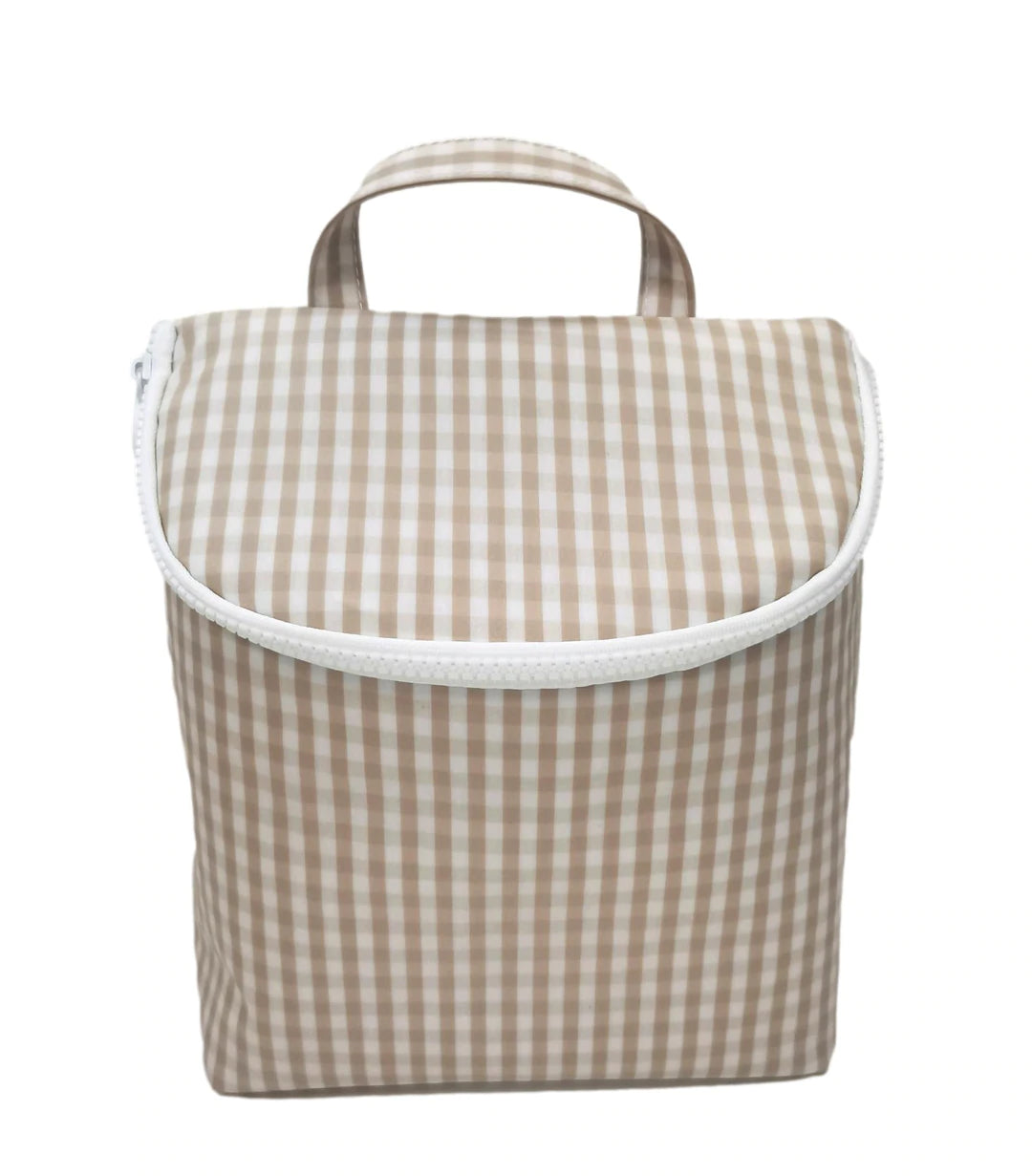 Bags For Sporty And Athletic Styles Take Away Lunch Bag- Gingham Khaki