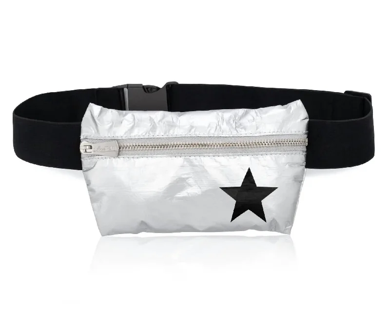 Minimalist Bags For Clean And Modern Aesthetics Women's Travel Fanny Pack In Silver/black Star