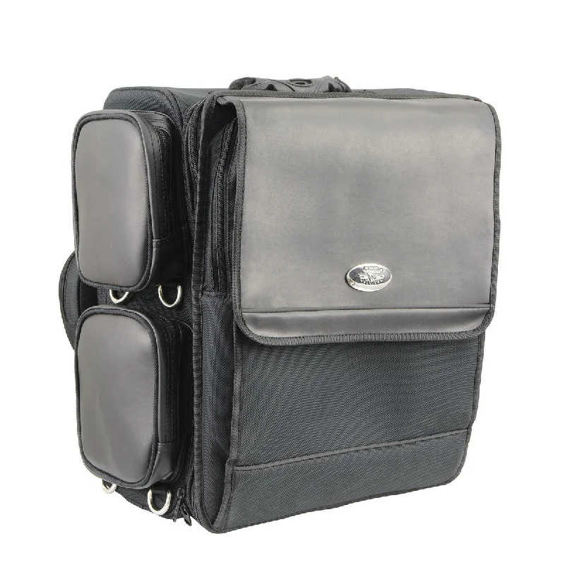 Durable And Cheap Bags Milwaukee Leather MP8185 Large Black '4 Pocket' PVC Motorcycle Travel Sissy Bar Bag