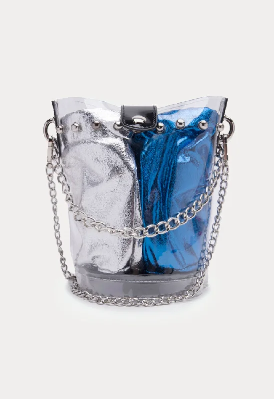 Black Friday Deals On Stylish Handbags Transparent Bucket Bag With Metallic Pouch