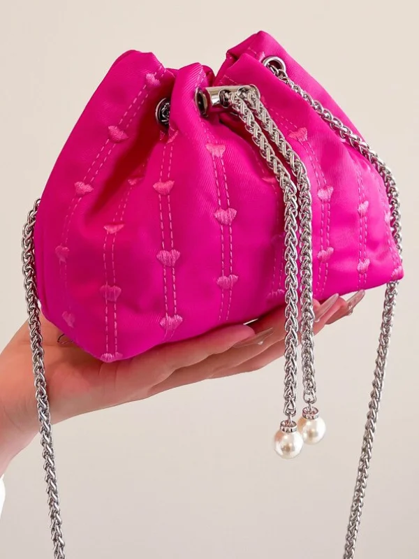 Discounted Designer Bags For Clearance Events A Bucket Of Love Heart-Embroidered Bucket Bag