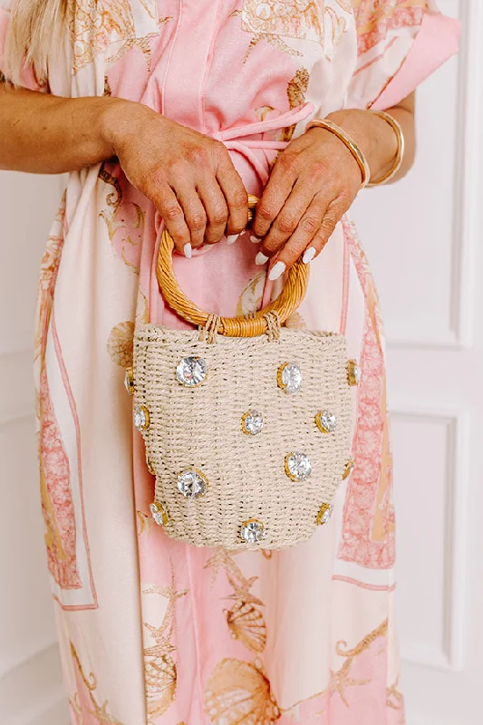 Luxury Bags On Sale All The Vibes Straw Woven Bucket Bag in Natural