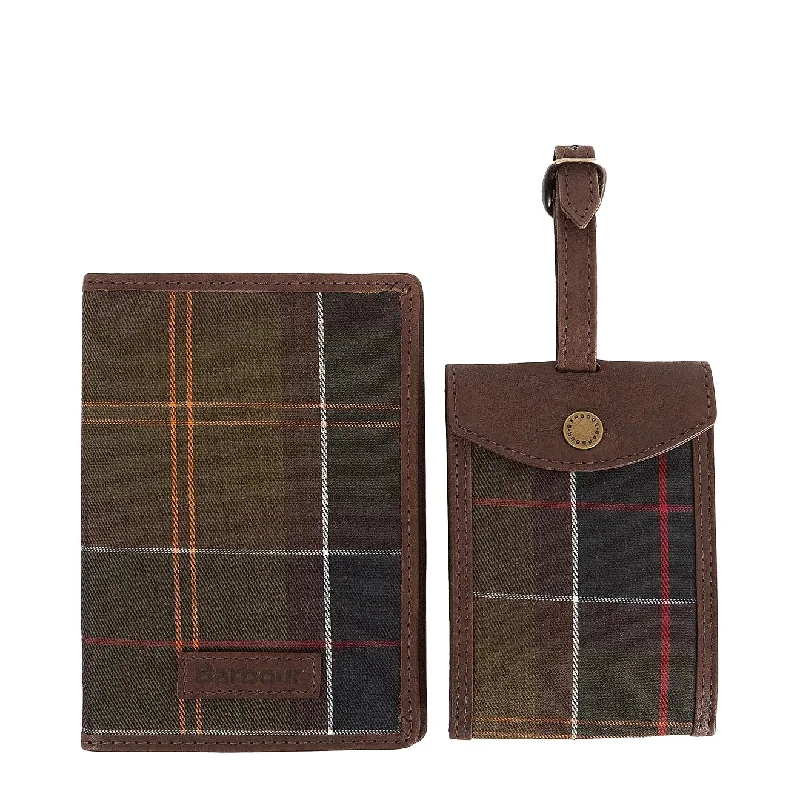 Spacious And Discounted Bags Barbour Leather & Tartan Travel Gift Set Classic Tartan / Brown