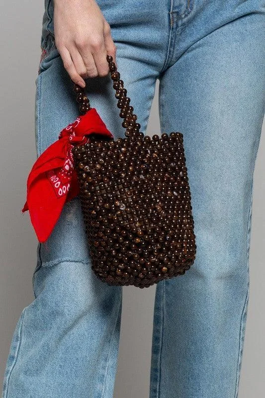 Flash Sales On Premium And High-Quality Bags Brown Beaded Bucket Bag