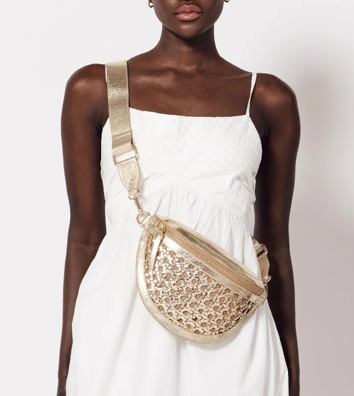 Party Bags For New Year's Eve And Special Occasions Doris Weave Crossbody | Gold