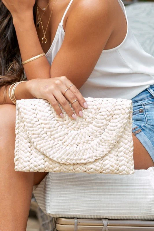 Stylish Yet Affordable Bags Fold Over Straw Clutch