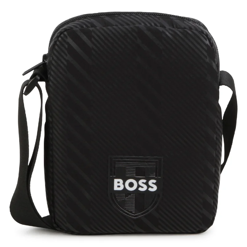 Festive Holiday Gift Bags Hugo Boss Black Striped Satchel