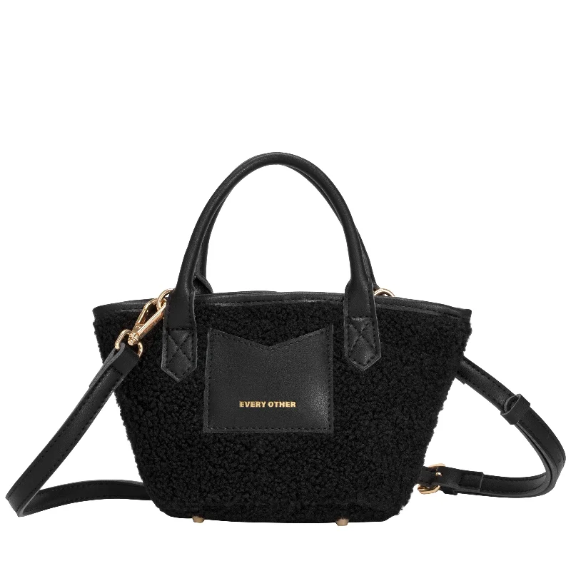 Chic Bags For Office Professionals And Urban Dwellers Mini Sherpa Bucket Bag In Black