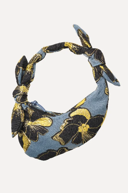 Odor-Resistant And Budget Bags Organza Jacquard Knotted Satchel - Blue Anemone Jacquard Odor-Resistant And Budget Bags Organza Jacquard Knotted Satchel - Blue Anemone Jacquard