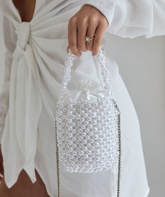 Vintage Bags For Retro And Classic Fashion Lovers Pearl Bucket Bag - Silver