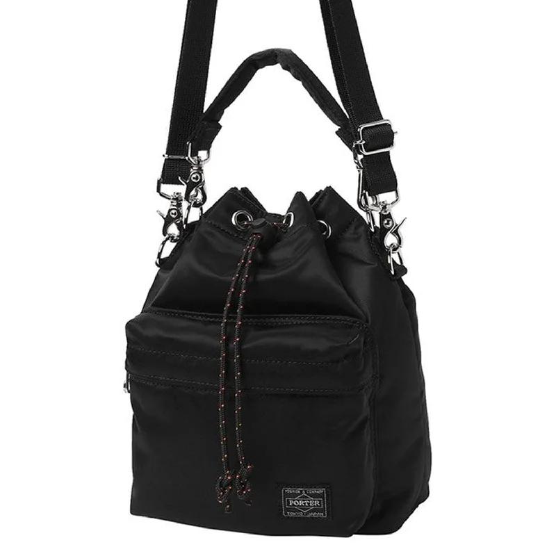 Compact Bags For Minimalist Travelers Porter-Yoshida & Co. Balloon Sac Small Nylon - Twill Bucket Bag - Black