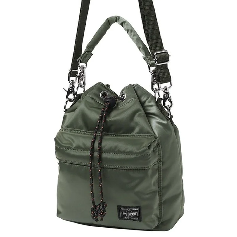 Functional Bags For Busy Moms And Dads Porter-Yoshida & Co. Balloon Sac Small Nylon - Twill Bucket Bag - Sage Green