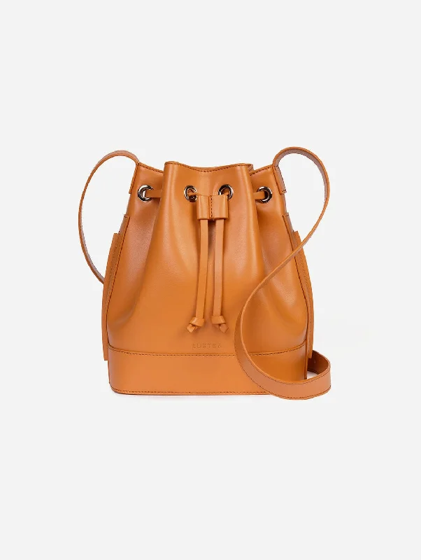 Bags For Minimalist And Functional Design The Daphne Apple Leather Vegan Bucket Bag | Pumpkin