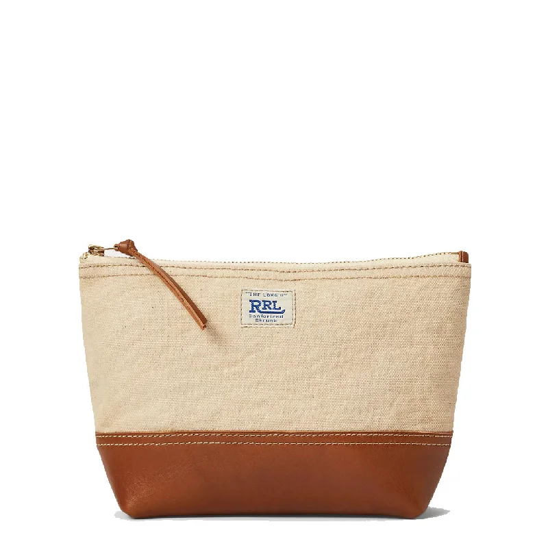 Elegant And On-Sale Evening Bags RRL by Ralph Lauren Leather-Trim Canvas Pouch Greige/Brown Elegant And On-Sale Evening Bags RRL by Ralph Lauren Leather-Trim Canvas Pouch Greige/Brown