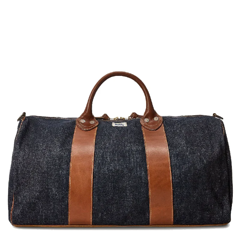 Black Friday Deals On Stylish Handbags RRL by Ralph Lauren Leather-Trim Denim Duffel Indigo