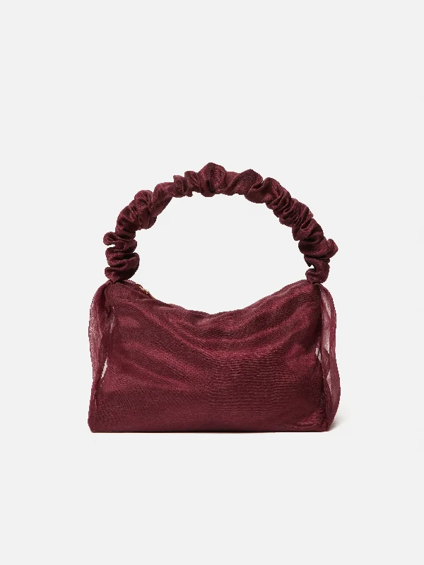 Clearance-Priced Bags Ruched Organza Mini Bag | Burgundy
