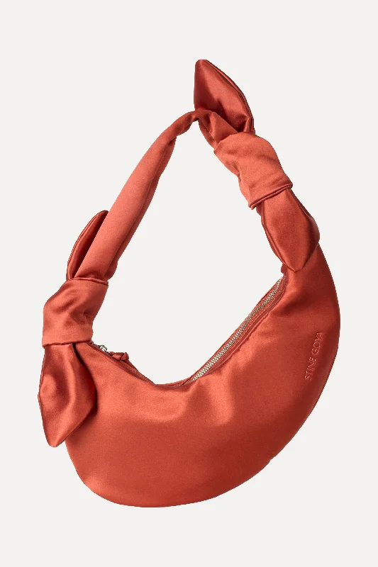 Scratch-Resistant And Luxury Sale Bags Satin Knotted Satchel - Red Ochre