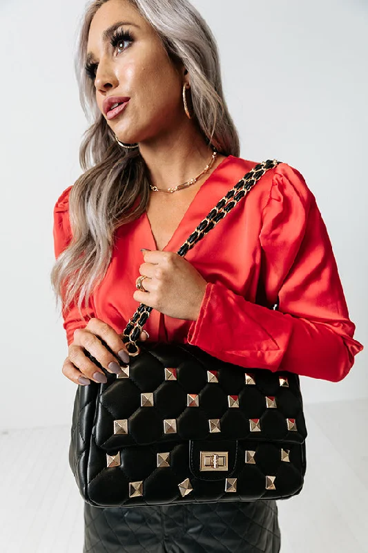 Elegant Bags For Formal Events And Luxury Occasions Shopping In Boston Studded Faux Leather Tote In Black