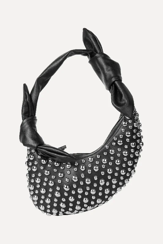 Genuine Bags On Clearance Sale Studded Knotted Satchel - Black