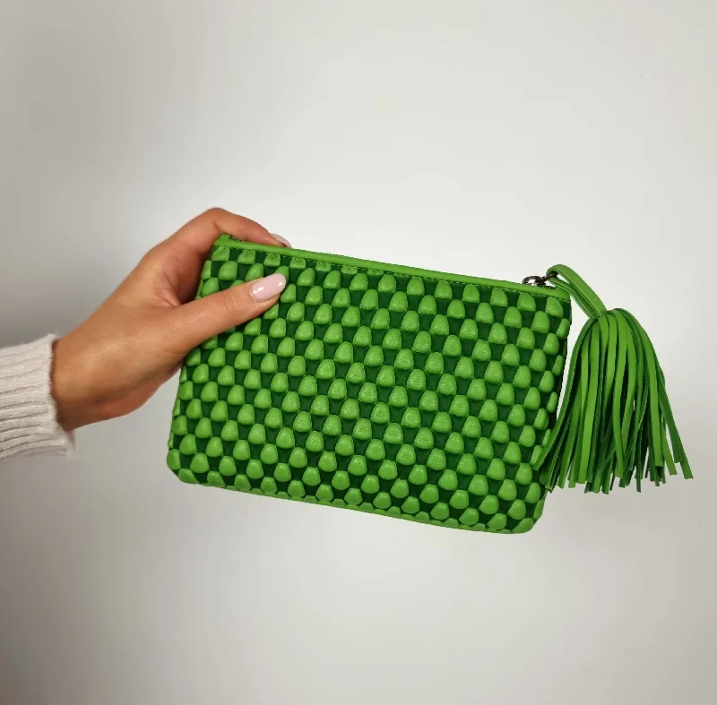 Professional Bags With Office Discounts Tissa Fontaneda Spring Green Large Spanish Nappa Leather Pochette