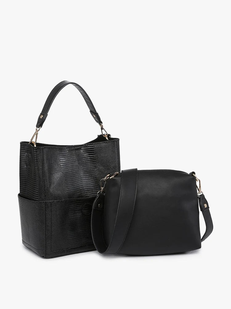 Eco-Friendly Bags With Discounts Abby Lizard Bucket Bag (Black)