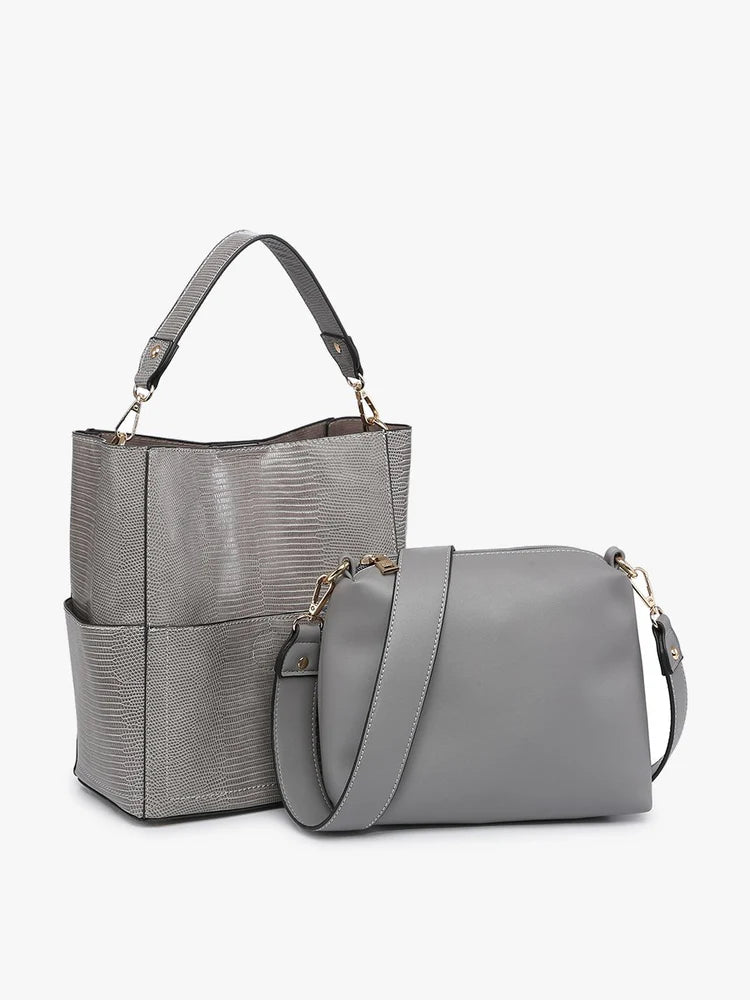 Clearance Bags For Budget Shoppers Abby Lizard Bucket Bag (Grey)