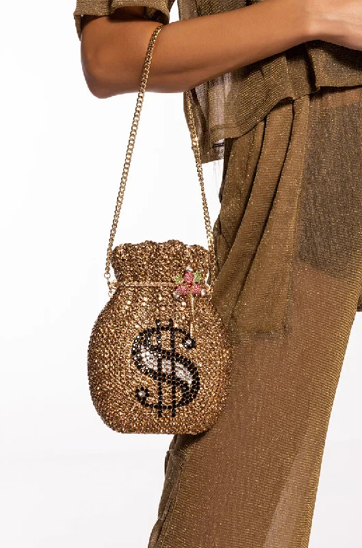 Everyday Bags For Work, School, Or Errands BAGS OF MONEY BLINGED CLUTCH