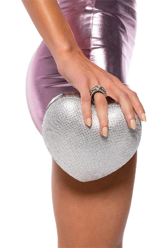 Durable And Fashionable Bags For Daily Use BIG OL HEART RHINESTONE CLUTCH