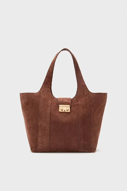 Bags For Personalized Gifts Brown Suede Large Market Tote