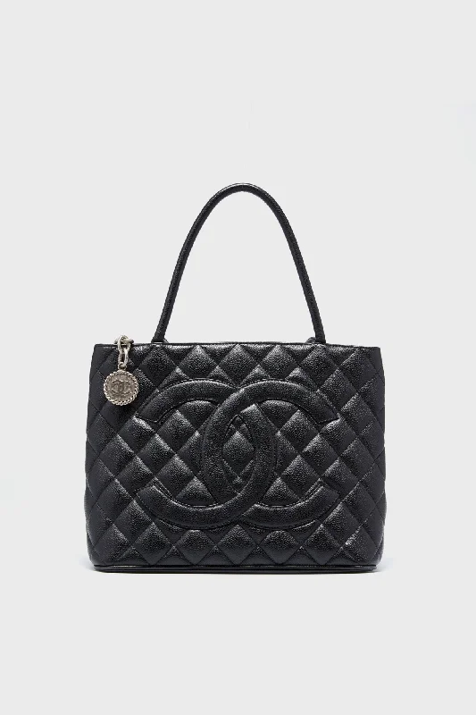 Stylish Bag For Women CHANEL Black Caviar Quilted Medallion Tote