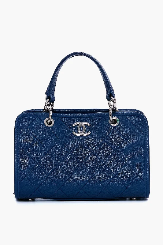 Seasonal Clearance Bags For Summer, Winter, Etc. CHANEL Blue Caviar Stitched Shopping Tote