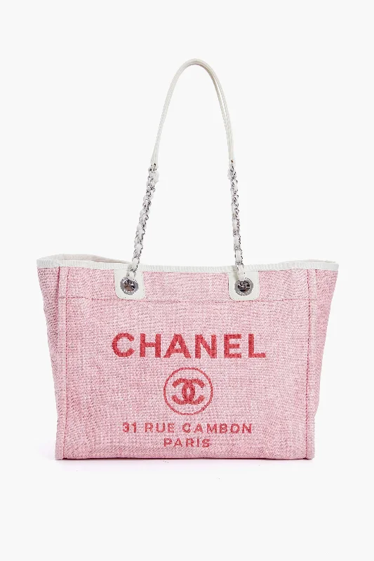 Limited-Time Offer On Trendy Bags CHANEL Pink Deauville MM Chain Tote