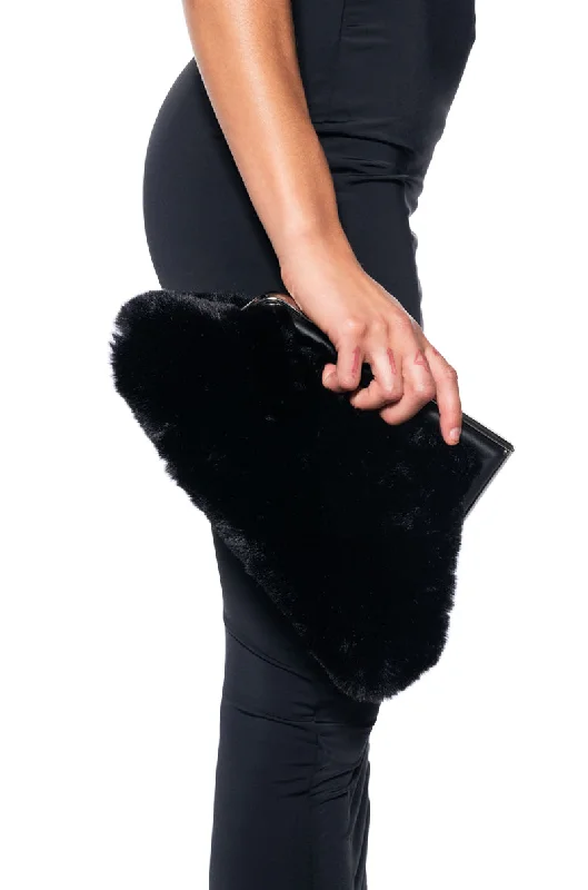Trendy Festival Bags With Limited-Time Offers EXPENSIVE TASTE FAUX FUR CLUTCH