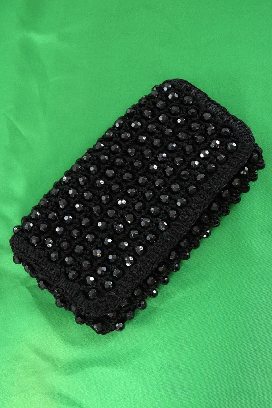 Black Friday Deals On Stylish Handbags Faceted Bead Crochet Clutch