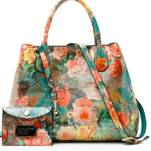 Senior Travelers FLORAL BOUQUET TOTE & MATCHING CLUTCH