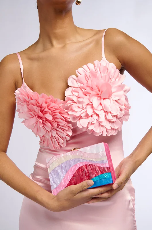 Vintage-Inspired HAPPY GO LUCKY ACRYLIC CLUTCH