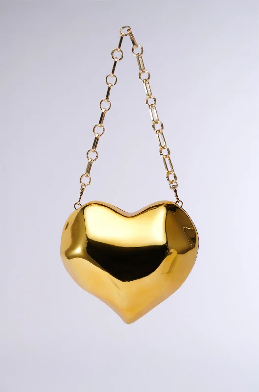 Stylish Yet Affordable Bags HEART TOO BIG CHROME CLUTCH