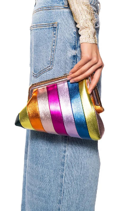 Luxury Bags On Sale HIDDEN HILLS METALLIC CLUTCH