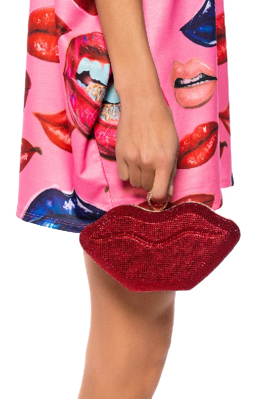 Bags For College Students On A Budget JUICY RHINESTONE LIPS CLUTCH