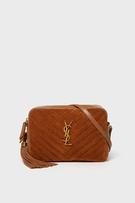 Designer Bags For Luxury Collectors Saint Laurent Cinnamon Suede Medium Lou Satchel Bag