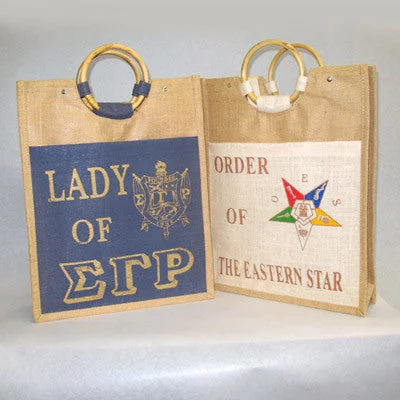 Rustic Bags For Outdoor And Nature-Inspired Looks Sorority Pocket Jute Shopping Bag - SP-66P